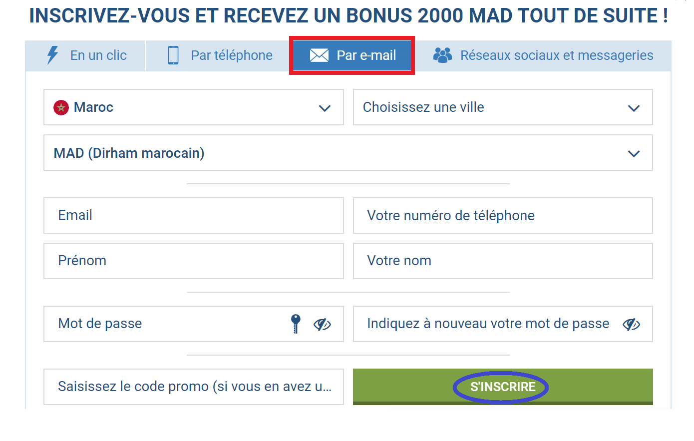 Créer un compte 1xBet par e-mail pour quelques minutes